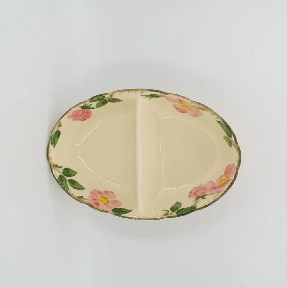 Vintage Franciscan Desert Rose Earthenware Oval Divided Serving Dish